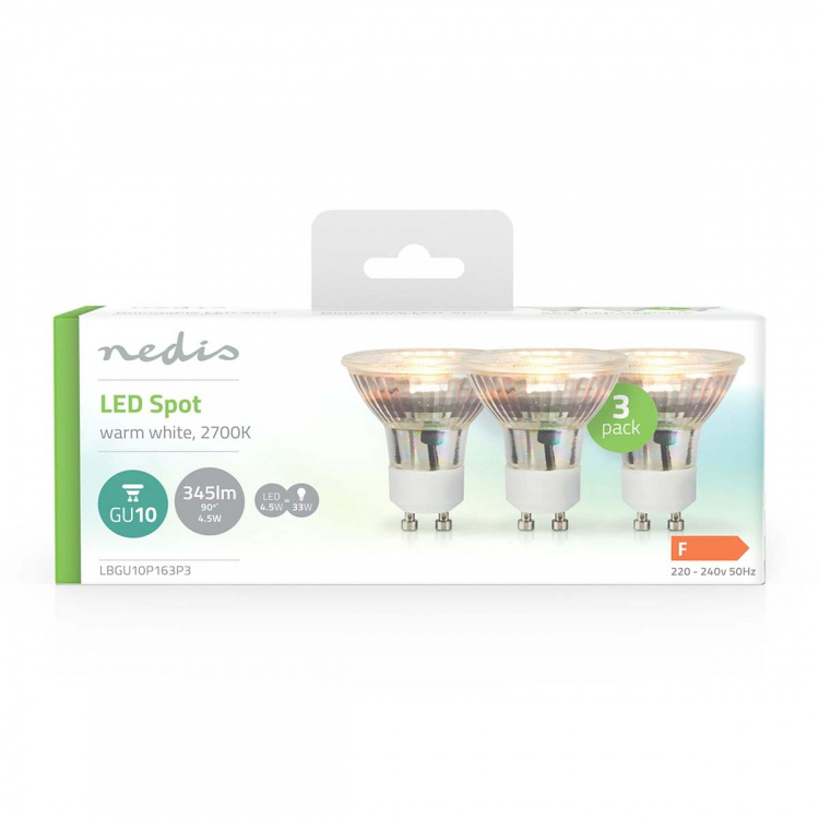 Nedis LED Bulb GU10 | Spot | 4.5 W | 345 lm | 2700 K | Warm White | Retro Style | 3 pcs Nedis LED Bulb GU10 | Spot | 4.5 W | 345 lm | 2700 K | Warm White | Retro Style | 3 pcs