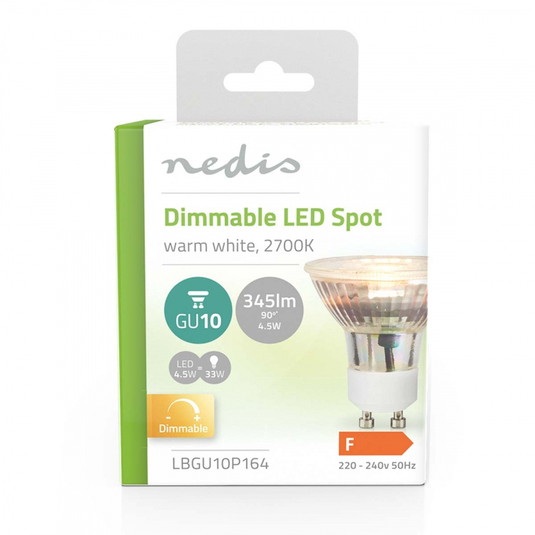 Nedis LED Bulb GU10 | Spot | 4.5 W | 345 lm | 2700 K | Dimmable | Warm White | Retro Style | 1 pcs Nedis LED Bulb GU10 | Spot | 4.5 W | 345 lm | 2700 K | Dimmable | Warm White | Retro Style | 1 pcs