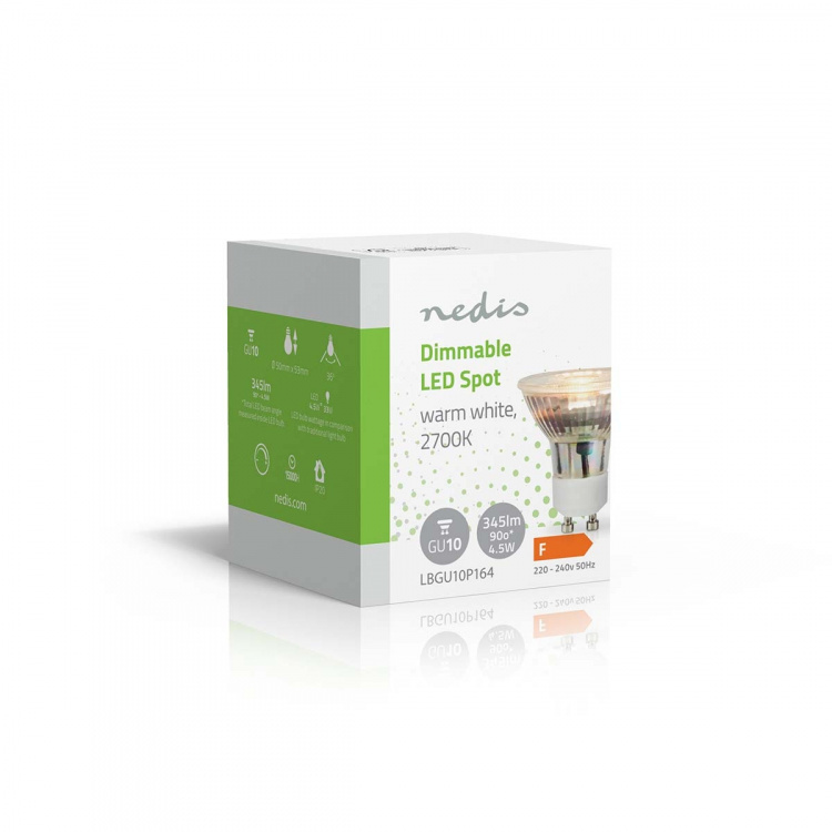Nedis LED Bulb GU10 | Spot | 4.5 W | 345 lm | 2700 K | Dimmable | Warm White | Retro Style | 1 pcs Nedis LED Bulb GU10 | Spot | 4.5 W | 345 lm | 2700 K | Dimmable | Warm White | Retro Style | 1 pcs