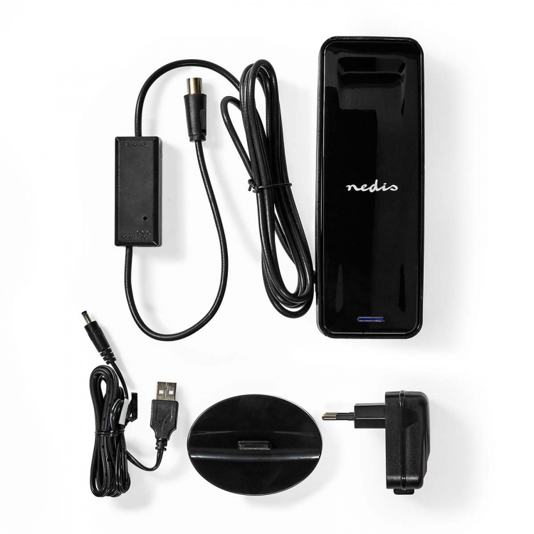 Nedis Indoor HDTV Antenna | Active | FM / UHF / VHF | Reception range: 0-15 km | LTE700 | Gain: 28 dB | ABS | Black