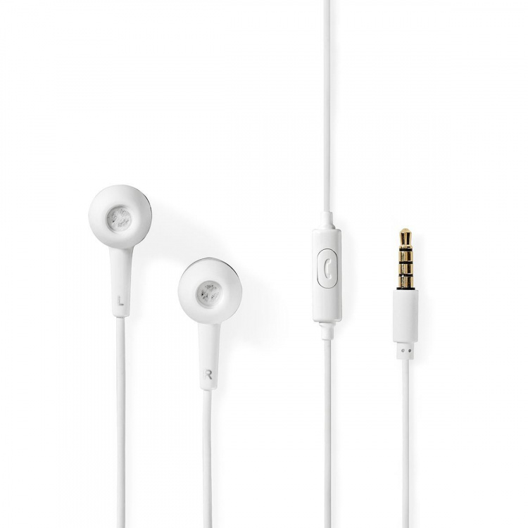 Nedis Wired Earphones | 3.5 mm | Cable length: 1.20 m | Built-in microphone | Volume control | White