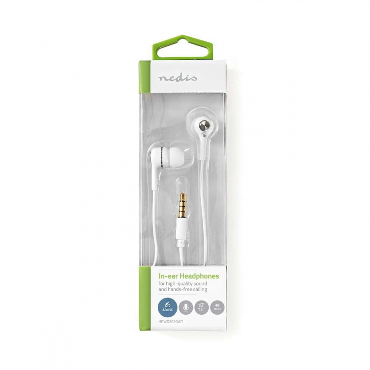 Nedis Wired Earphones | 3.5 mm | Cable length: 1.20 m | Built-in microphone | Volume control | White