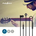 Nedis Wired Earphones | 3.5 mm | Cable length: 1.20 m | Built-in microphone | Volume control | Black / Silver