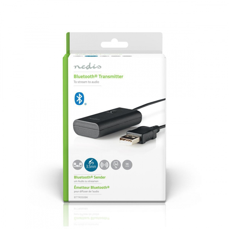Nedis Bluetooth® Transmitter | Audio / video / data connections input: 1x AUX / 1x USB | SBC | Up to 1 Device | Black