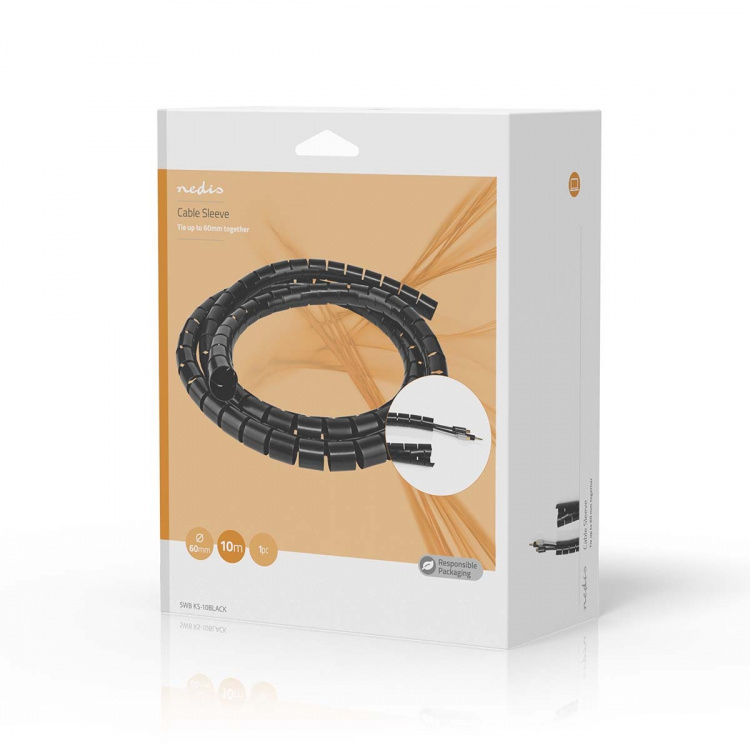 Nedis Cable Management | Spiral Sleeve | 1 pcs | Maximum cable thickness: 60 mm | PVC | Black Nedis Cable Management | Spiral Sleeve | 1 pcs | Maximum cable thickness: 60 mm | PVC | Black