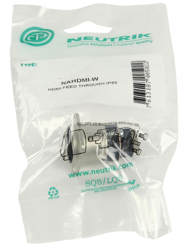 Neutrik HDMI 1.3 feedthrough adapter with D-form housing Neutrik HDMI 1.3 feedthrough adapter with D-form housing