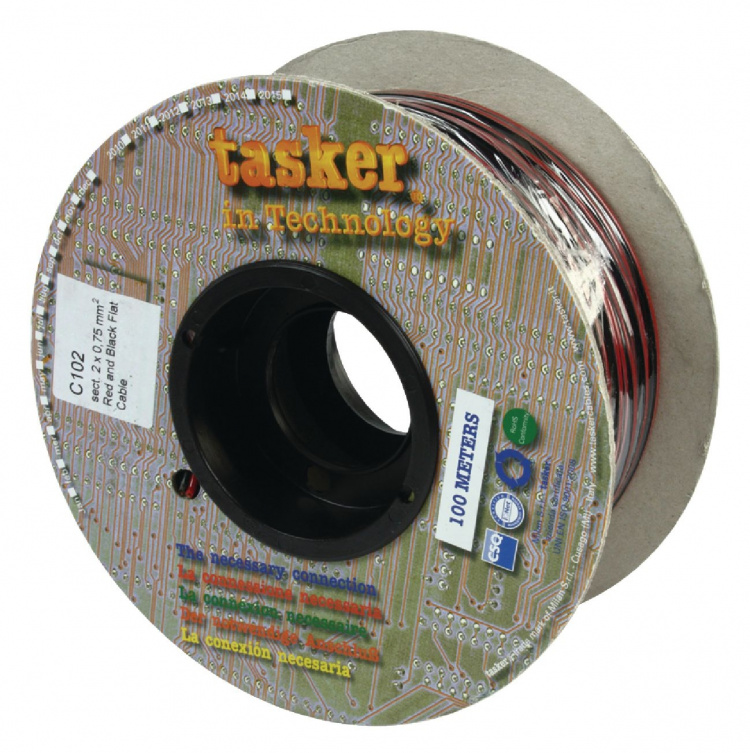 Tasker Speaker Cable on Reel 2x 0.75 mm² 100 m Black/Red
