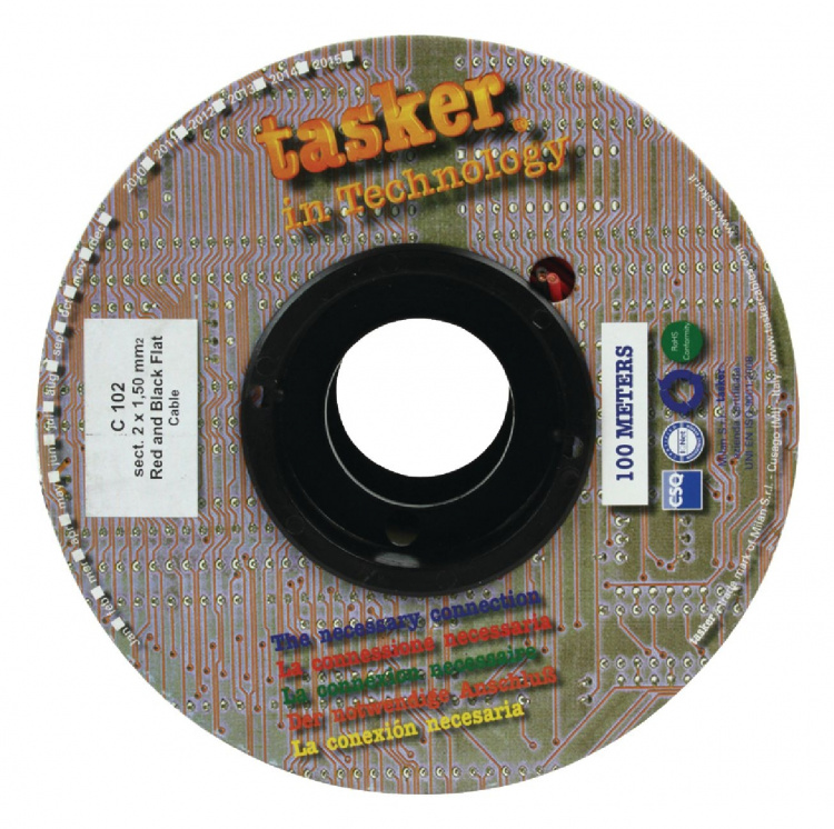 Tasker Speaker Cable on Reel 2x 1.50 mm² 100 m Black/Red