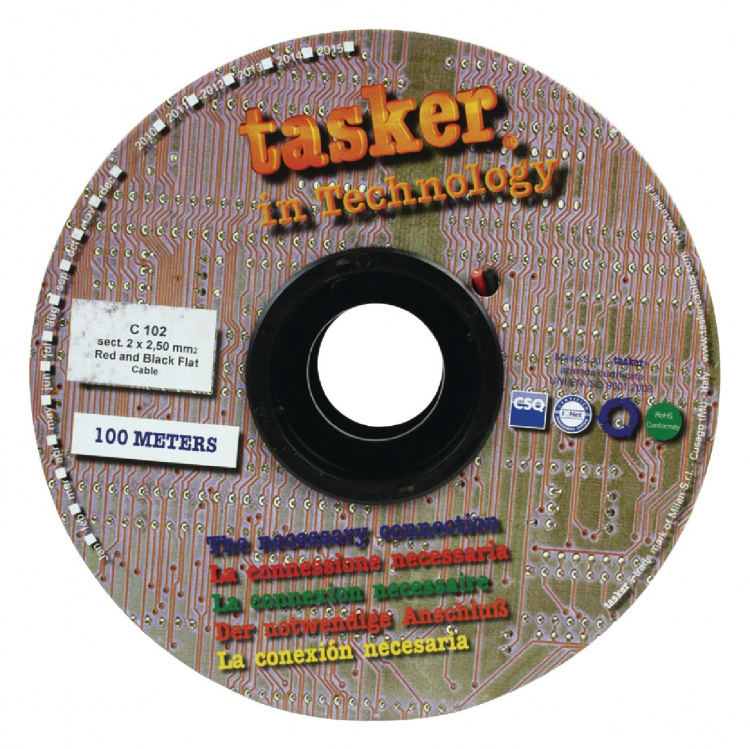 Tasker Speaker Cable on Reel 2x 2.50 mm² 100 m Black/Red