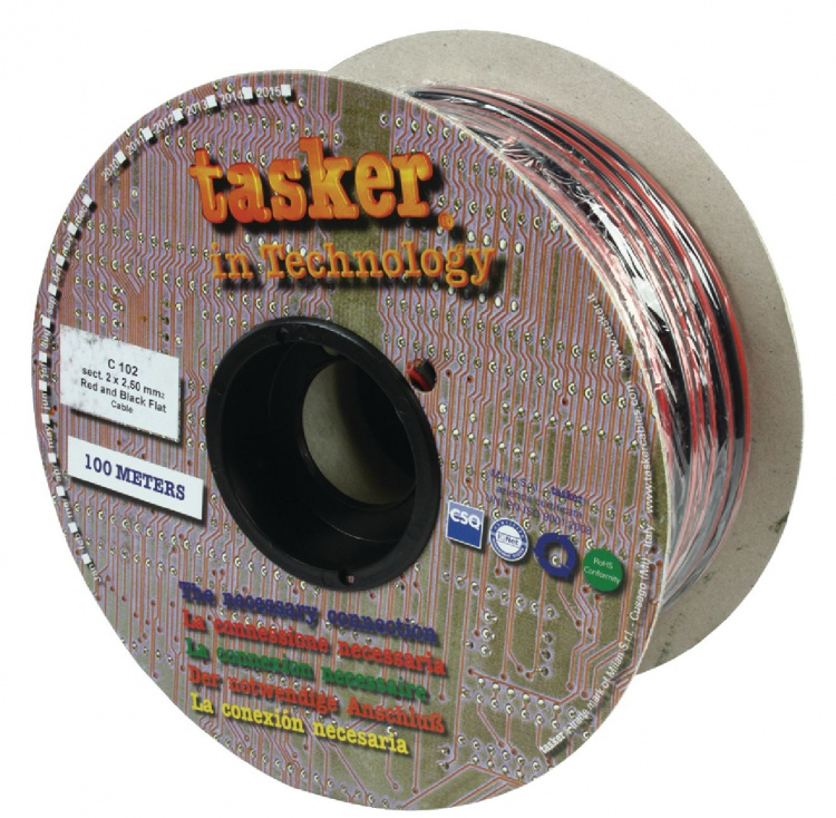 Tasker Speaker Cable on Reel 2x 2.50 mm² 100 m Black/Red
