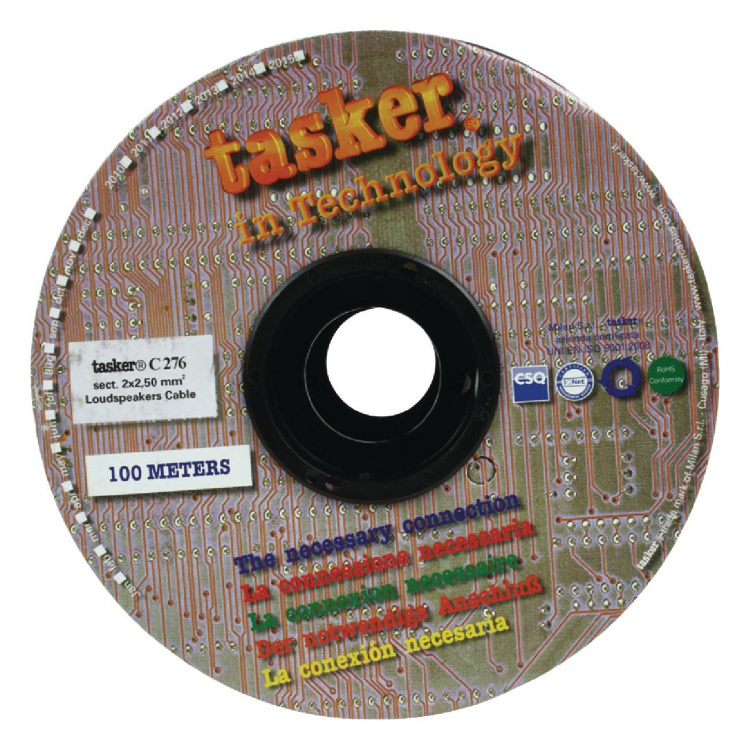 Tasker Speaker Cable on Reel 2x 2.50 mm² 100 m Black Tasker Speaker Cable on Reel 2x 2.50 mm² 100 m Black