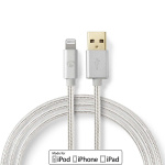 Nedis Lightning Cable | USB 2.0 | Apple Lightning 8-Pin | USB-A Male | 480 Mbps | Gold Plated | 1.00 m | Round | Braided / Nylon | Aluminium | Cover Window Box