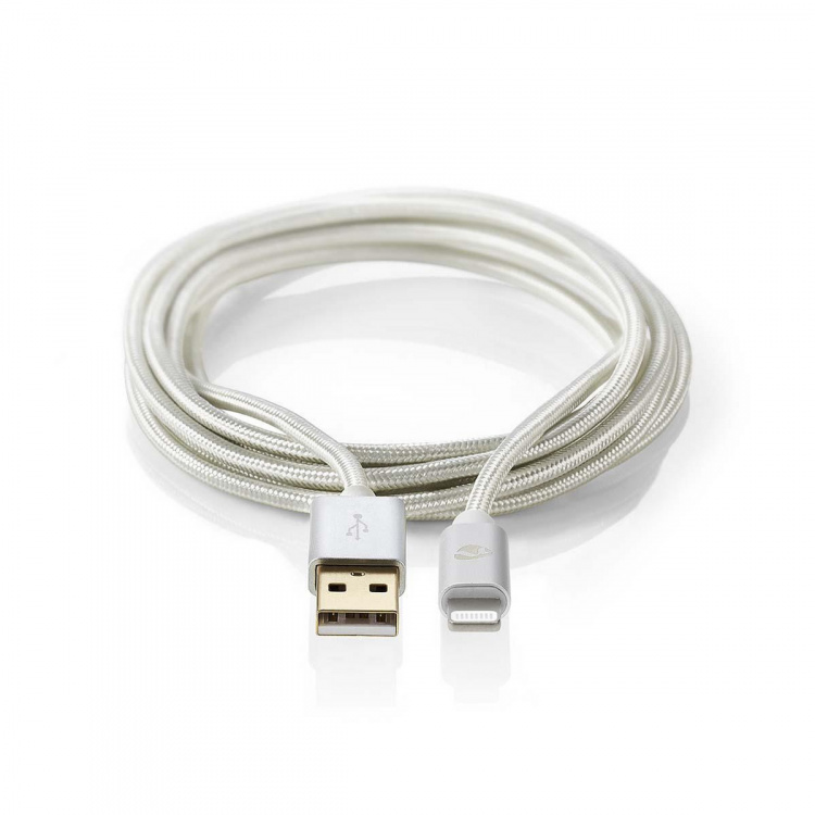 Nedis Lightning Cable | USB 2.0 | Apple Lightning 8-Pin | USB-A Male | 480 Mbps | Gold Plated | 2.00 m | Round | Braided / Nylon | Aluminium | Cover Window Box