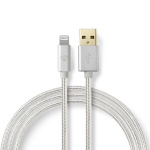 Nedis Lightning Cable | USB 2.0 | Apple Lightning 8-Pin | USB-A Male | 480 Mbps | Gold Plated | 2.00 m | Round | Braided / Nylon | Aluminium | Cover Window Box