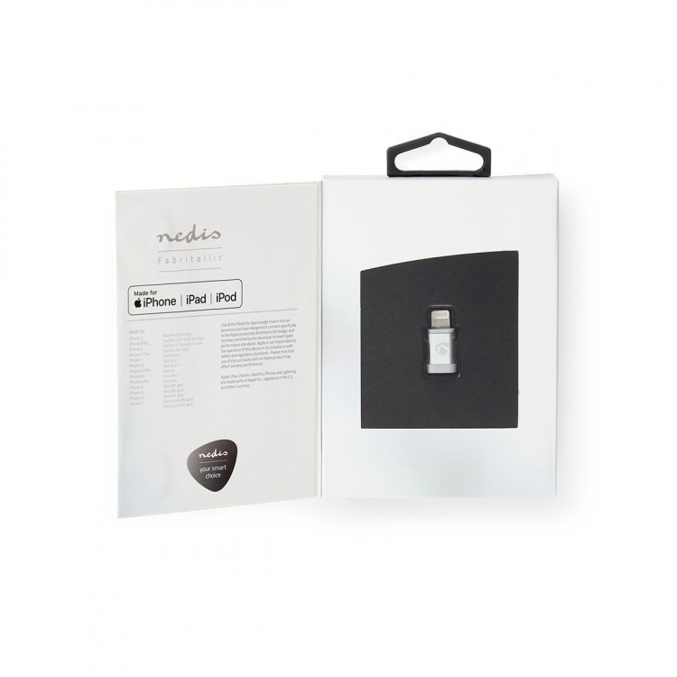 Nedis Lightning Adapter | Apple Lightning 8-Pin | USB Micro-B Female | Gold Plated | Round | Aluminium | Cover Window Box Nedis Lightning Adapter | Apple Lightning 8-Pin | USB Micro-B Female | Gold Plated | Round | Aluminium | Cover Window Box