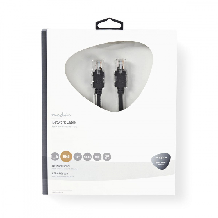 Nedis CAT5e Cable | U/UTP | RJ45 Male | RJ45 Male | 15.0 m | Round | LSZH | Anthracite | Window Box