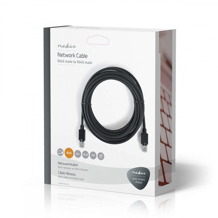 Nedis CAT5e Cable | U/UTP | RJ45 Male | RJ45 Male | 20.0 m | Round | LSZH | Anthracite | Window Box