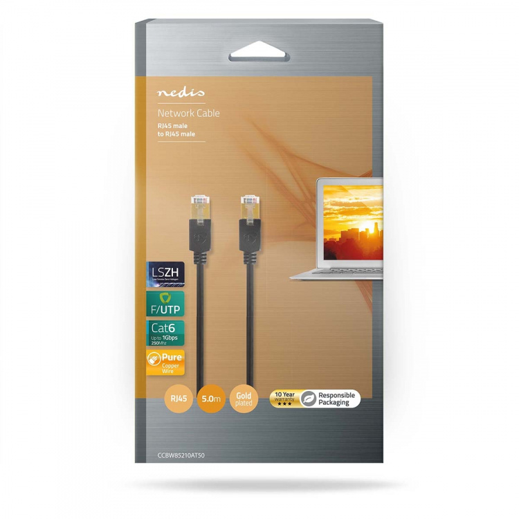 Nedis CAT6 Cable | RJ45 Male | RJ45 Male | F/UTP | 5.00 m | Round | LSZH / PVC | Anthracite | Window Box Nedis CAT6 Cable | RJ45 Male | RJ45 Male | F/UTP | 5.00 m | Round | LSZH / PVC | Anthracite | Window Box