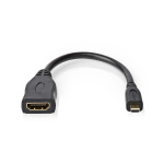 Nedis High Speed HDMI™ Cable with Ethernet | HDMI™ Micro Connector | HDMI™ Output | 4K@30Hz | 10.2 Gbps | 0.20 m | Round | PVC | Black | Envelope Nedis High Speed HDMI™ Cable with Ethernet | HDMI™ Micro Connector | HDMI™ Output | 4K@30Hz | 10.2 Gbps | 0.20 m | Round | PVC | Black | Envelope