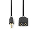 Nedis Stereo Audio Cable | 3.5 mm Male | 2x 3.5 mm Female | Gold Plated | 0.20 m | Round | Anthracite | Box