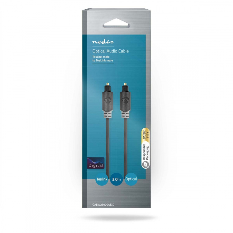 Nedis Optical Audio Cable | TosLink Male | TosLink Male | 3.00 m | Round | PVC | Anthracite | Box Nedis Optical Audio Cable | TosLink Male | TosLink Male | 3.00 m | Round | PVC | Anthracite | Box