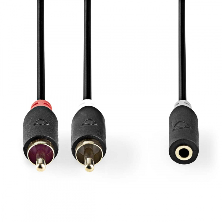 Nedis Stereo Audio Cable | 2x RCA Male | 3.5 mm Female | Gold Plated | 0.20 m | Round | Anthracite | Box Nedis Stereo Audio Cable | 2x RCA Male | 3.5 mm Female | Gold Plated | 0.20 m | Round | Anthracite | Box