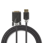 Nedis DisplayPort Cable | DisplayPort Male | DVI-D 24+1-Pin Male | 1080p | Gold Plated | 2.00 m | Round | PVC | Anthracite | Polybag