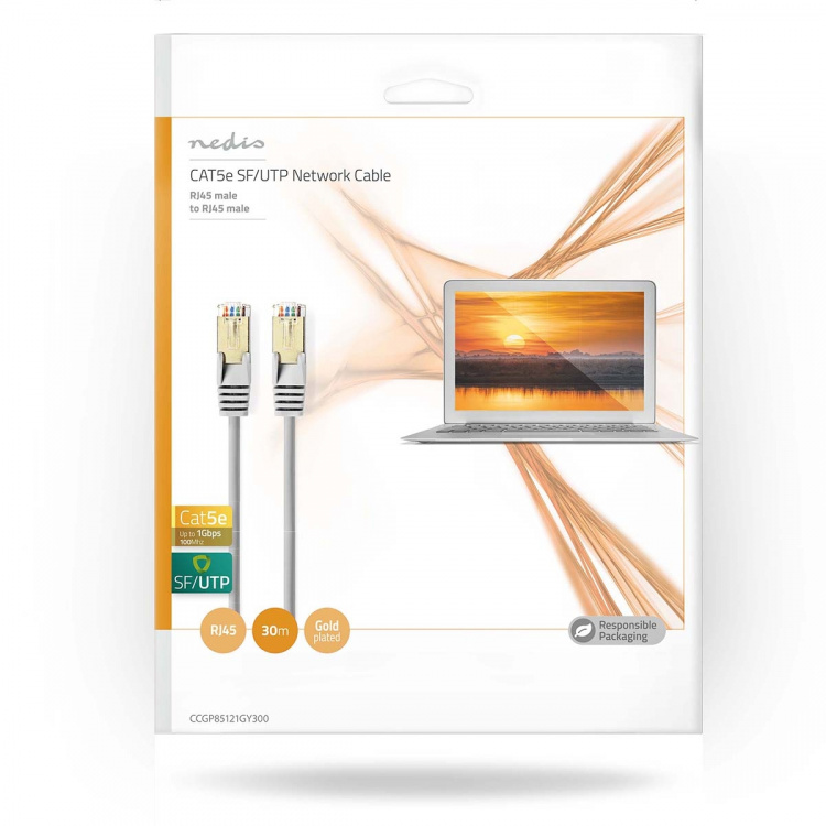 Nedis CAT5e Cable | SF/UTP | RJ45 Male | RJ45 Male | 30.0 m | Round | PVC | Grey | Envelope Nedis CAT5e Cable | SF/UTP | RJ45 Male | RJ45 Male | 30.0 m | Round | PVC | Grey | Envelope