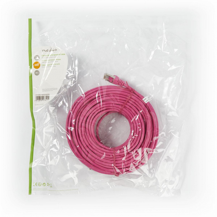 Nedis CAT5e Cable | SF/UTP | RJ45 Male | RJ45 Male | 20.0 m | Round | PVC | Pink | Polybag