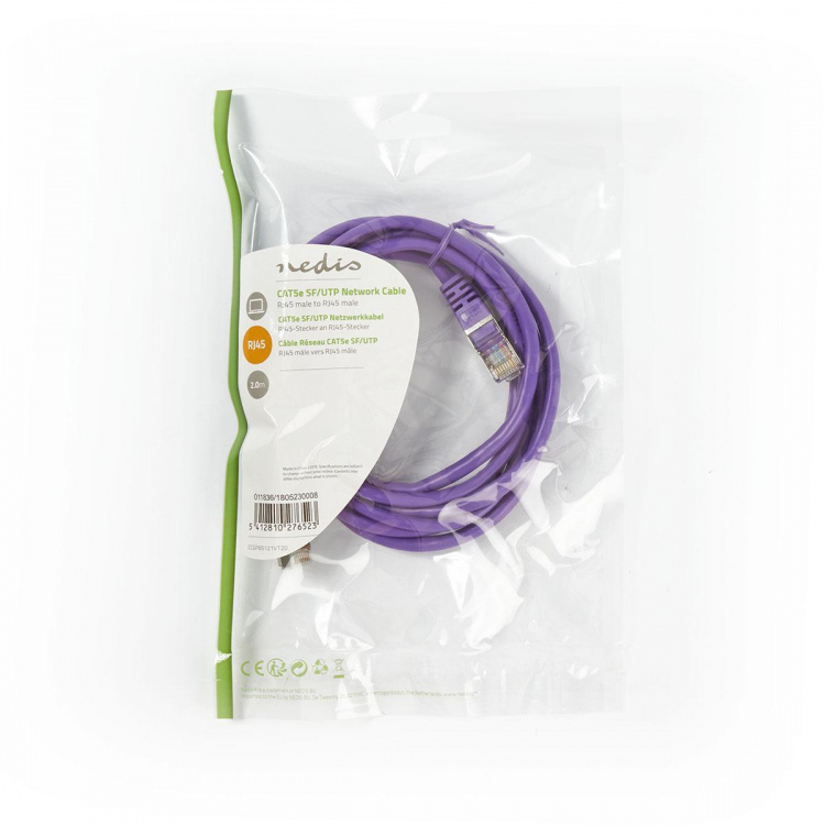 Nedis CAT5e Cable | SF/UTP | RJ45 Male | RJ45 Male | 2.00 m | Round | PVC | Violet | Polybag