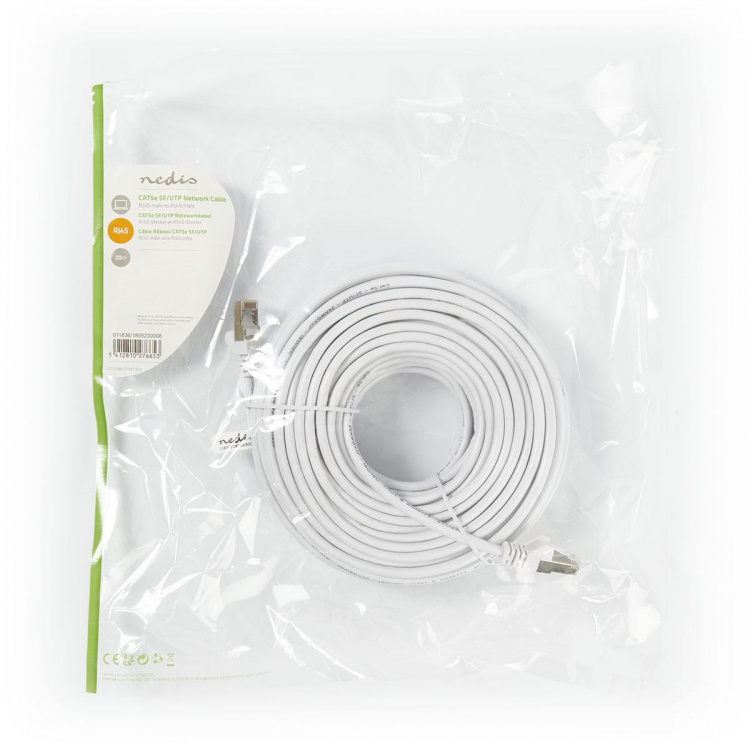Nedis CAT5e Cable | SF/UTP | RJ45 Male | RJ45 Male | 20.0 m | Round | PVC | White | Polybag