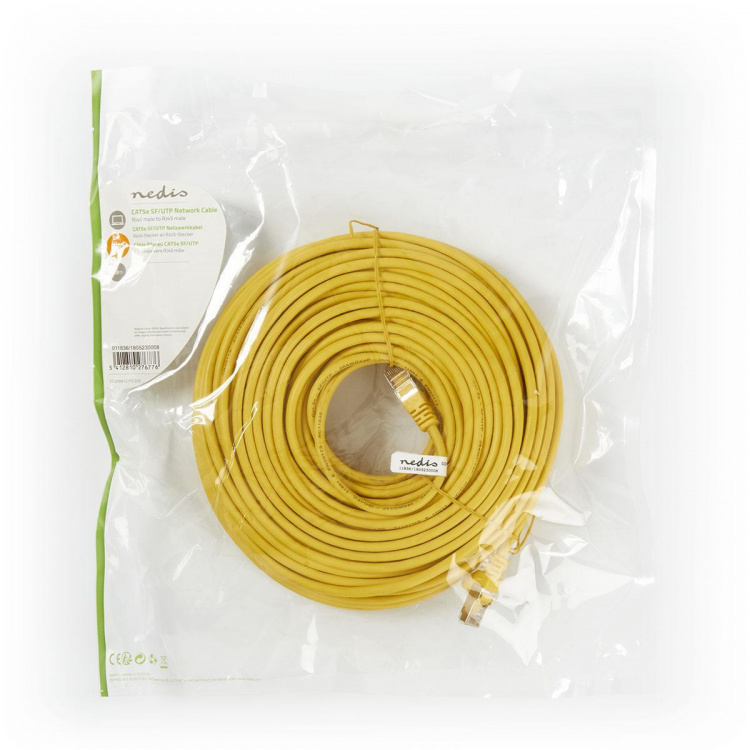 Nedis CAT5e Cable | SF/UTP | RJ45 Male | RJ45 Male | 20.0 m | Round | PVC | Yellow | Polybag