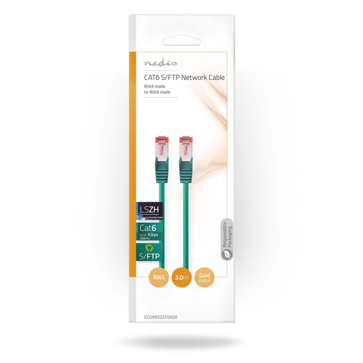 Nedis CAT6 Cable | RJ45 Male | RJ45 Male | S/FTP | 3.00 m | Round | LSZH | Green | Envelope
