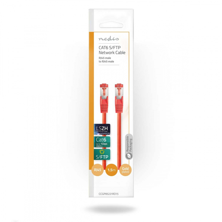 Nedis CAT6 Cable | RJ45 Male | RJ45 Male | S/FTP | 1.50 m | Round | LSZH | Red | Envelope Nedis CAT6 Cable | RJ45 Male | RJ45 Male | S/FTP | 1.50 m | Round | LSZH | Red | Envelope
