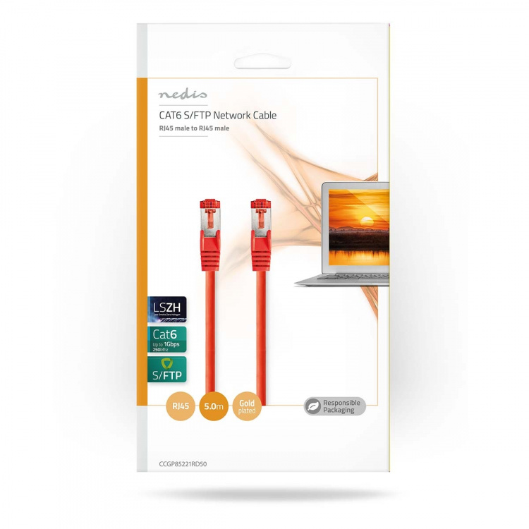 Nedis CAT6 Cable | RJ45 Male | RJ45 Male | S/FTP | 5.00 m | Round | LSZH | Red | Envelope