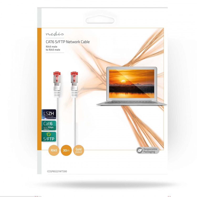 Nedis CAT6 Cable | RJ45 Male | RJ45 Male | S/FTP | 30.0 m | Round | LSZH | White | Envelope Nedis CAT6 Cable | RJ45 Male | RJ45 Male | S/FTP | 30.0 m | Round | LSZH | White | Envelope