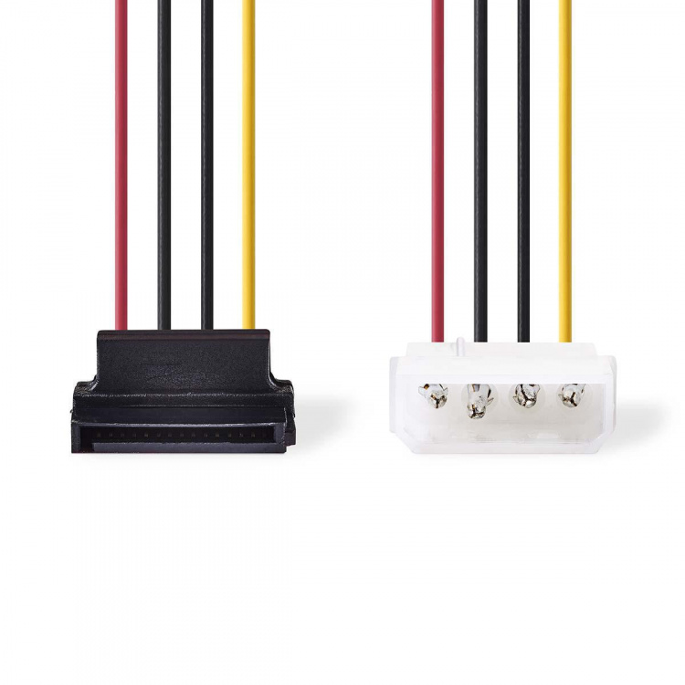 Nedis Internal Power cable | Molex Male | SATA 15-Pin Female | Gold Plated | 0.15 m | Round | PVC | Multi Colour | Envelope Nedis Internal Power cable | Molex Male | SATA 15-Pin Female | Gold Plated | 0.15 m | Round | PVC | Multi Colour | Envelope