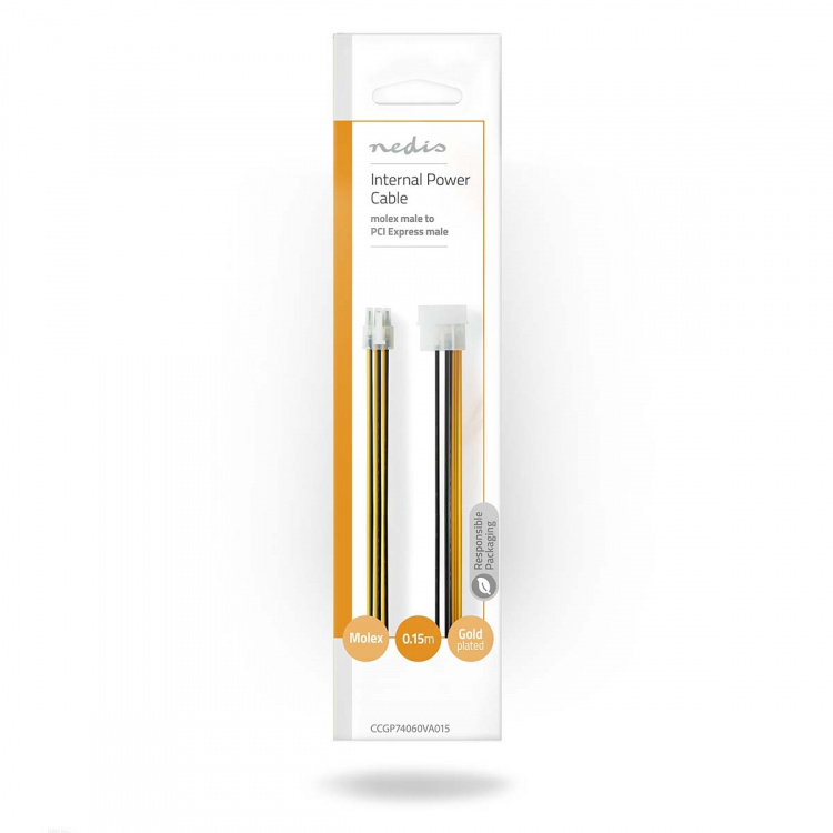 Nedis Internal Power cable | Molex Male | PCI Express Male | Gold Plated | 0.20 m | Round | PVC | Black / Yellow | Envelope