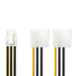 Nedis Internal Power cable | 2x Molex Male | PCI Express Female | Gold Plated | 0.20 m | Round | PVC | Black / Yellow | Polybag Nedis Internal Power cable | 2x Molex Male | PCI Express Female | Gold Plated | 0.20 m | Round | PVC | Black / Yellow | Polybag