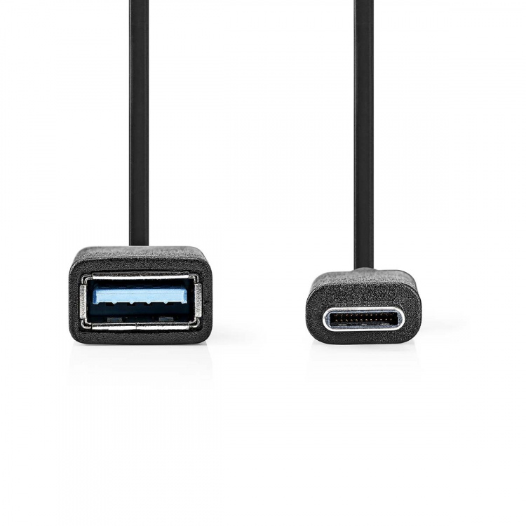 Nedis USB Adapter | USB 3.2 Gen 1 | USB-C™ Male | USB-A Female | 5 Gbps | 0.15 m | Round | Nickel Plated | PVC | Black | Envelope