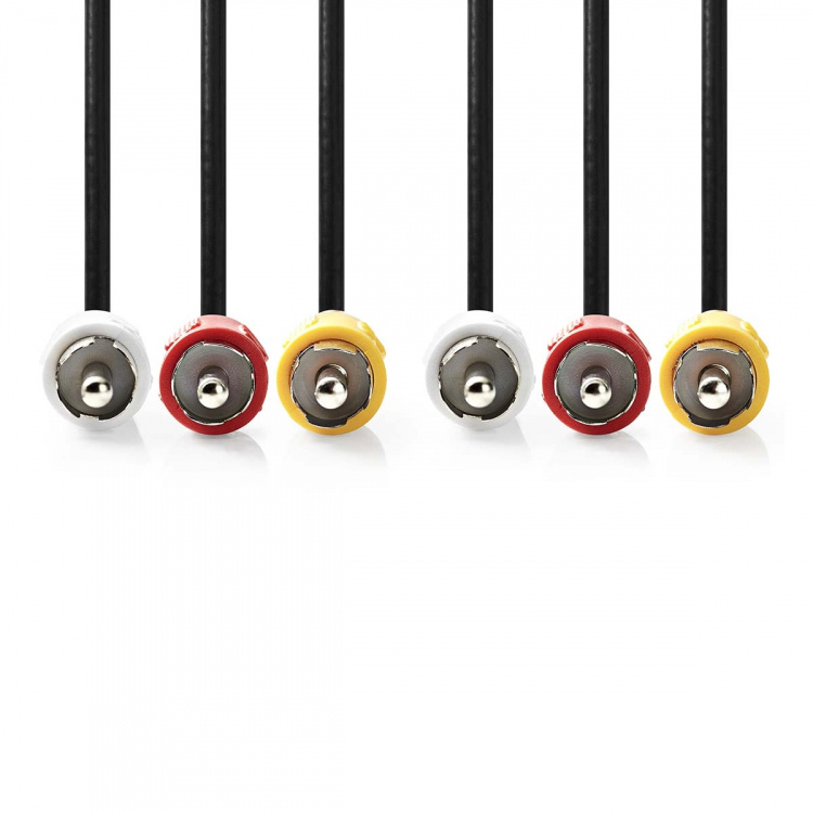 Nedis Composite Video Cable | 3x RCA Male | 3x RCA Male | Nickel Plated | 480p | 5.00 m | Round | PVC | Black | Envelope Nedis Composite Video Cable | 3x RCA Male | 3x RCA Male | Nickel Plated | 480p | 5.00 m | Round | PVC | Black | Envelope