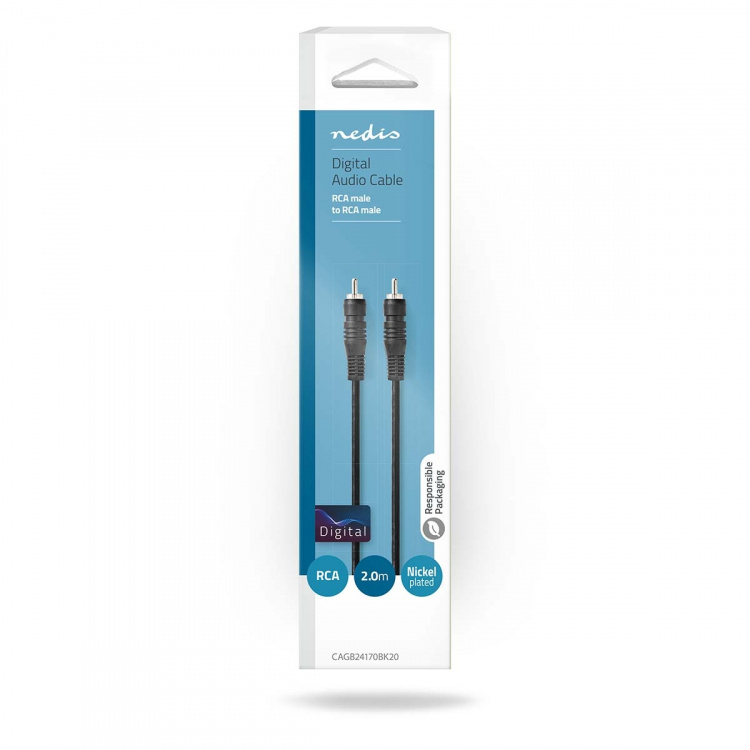 Nedis Digital Audio Cable | RCA Male | RCA Male | Nickel Plated | 2.00 m | Round | PVC | Black | Box