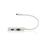 Nedis Mini DisplayPort Cable | DisplayPort 1.2 | Mini DisplayPort Male | DVI-D 24+1-Pin Female / HDMI™ Input / VGA Female | 21.6 Gbps | Nickel Plated | 0.20 m | Round | PVC | White | Blister