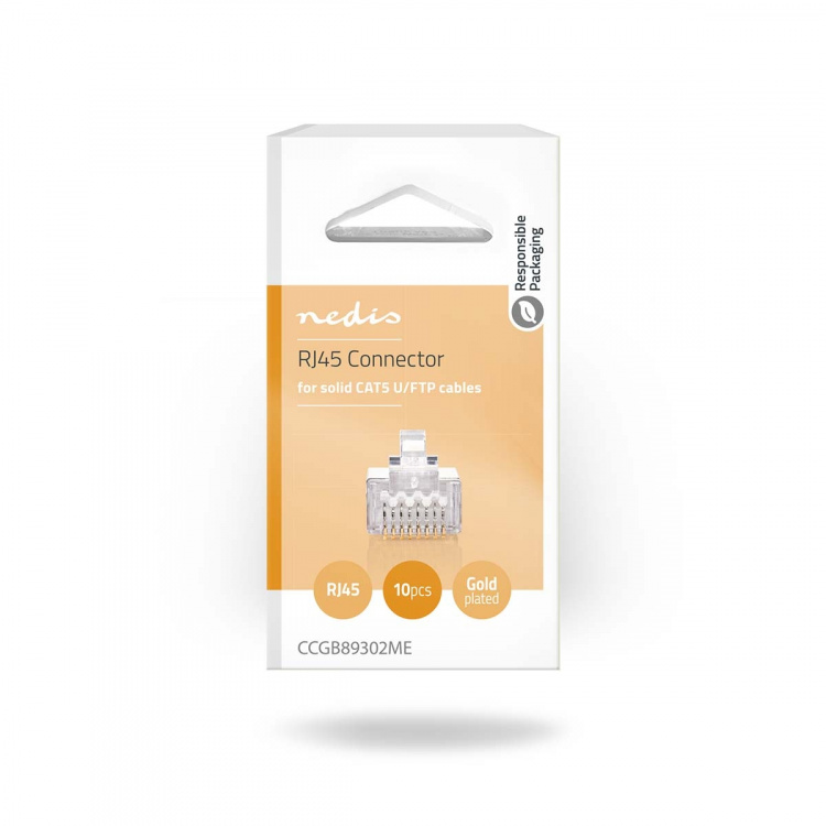 Nedis RJ45 Connector | Male | Solid STP CAT5 | Straight | Gold Plated | 10 pcs | PVC | Transparent | Box