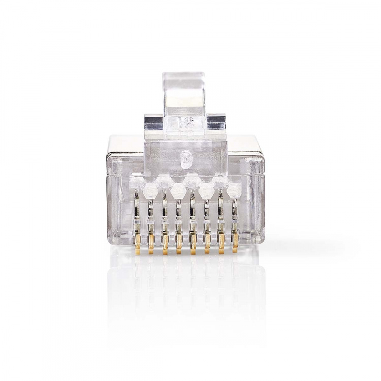 Nedis RJ45 Connector | Male | Solid STP CAT6 | Straight | Gold Plated | 10 pcs | Polycarbonate | Transparent | Box Nedis RJ45 Connector | Male | Solid STP CAT6 | Straight | Gold Plated | 10 pcs | Polycarbonate | Transparent | Box