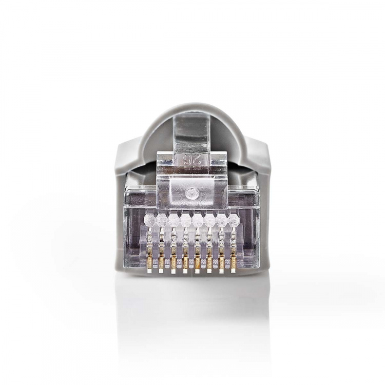 Nedis RJ45 Connector | Male | Solid FTP CAT5e | Straight | Nickel Plated | 10 pcs | Polycarbonate | Grey / Transparent | Box