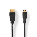 Nedis High Speed HDMI™ Cable with Ethernet | HDMI™ Connector | HDMI™ Mini Connector | 4K@30Hz | 10.2 Gbps | 2.00 m | Round | PVC | Black | Box