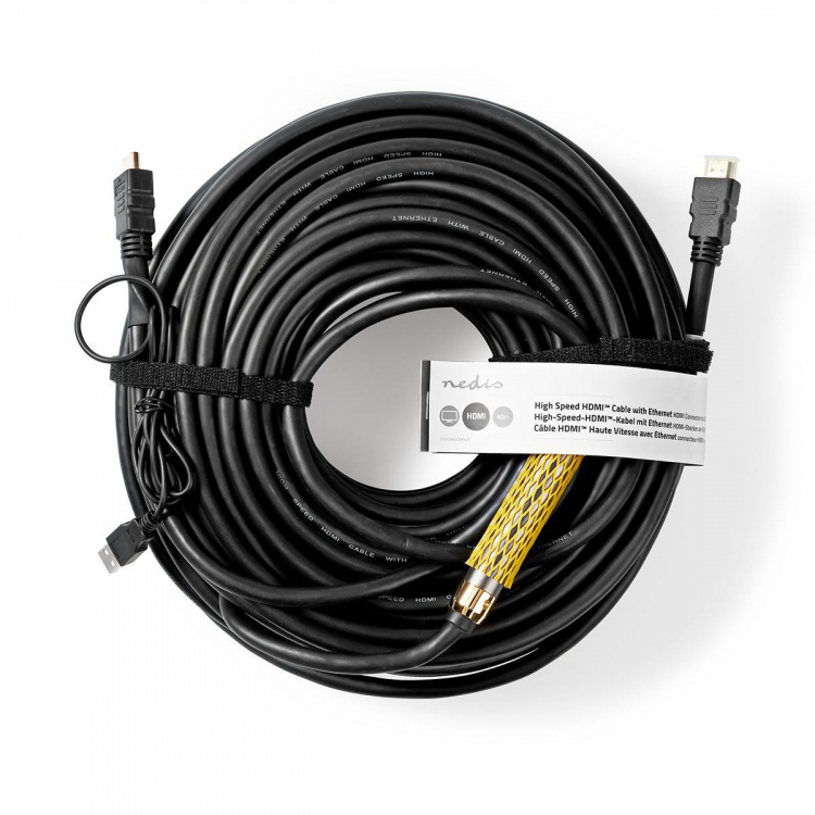 Nedis High Speed HDMI™ Cable with Ethernet | HDMI™ Connector | HDMI™ Connector | 4K@30Hz | 18 Gbps | 40.0 m | Round | PVC | Black | Tag Nedis High Speed HDMI™ Cable with Ethernet | HDMI™ Connector | HDMI™ Connector | 4K@30Hz | 18 Gbps | 40.0 m | Round | PVC | Black | Tag