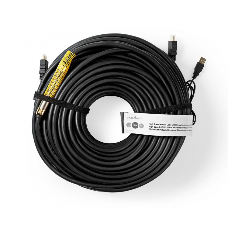 Nedis High Speed HDMI™ Cable with Ethernet | HDMI™ Connector | HDMI™ Connector | 4K@30Hz | 18 Gbps | 50.0 m | Round | PVC | Black | Tag Nedis High Speed HDMI™ Cable with Ethernet | HDMI™ Connector | HDMI™ Connector | 4K@30Hz | 18 Gbps | 50.0 m | Round | PVC | Black | Tag