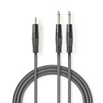 Nedis Stereo Audio Cable | 2x 6.35 mm Male | 3.5 mm Male | Nickel Plated | 3.00 m | Round | Dark Grey | Carton Sleeve